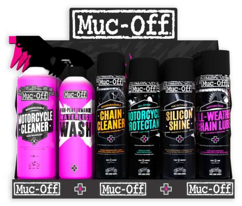 Présentoir mural MUC-OFF Pack de démarrage - Clean, Protect, Lube