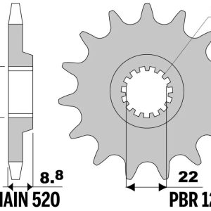 Kit chaîne EK/PBR 520 SRX2 – 14/48-114 – Couronne alu standard