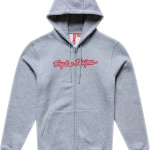 Hoodie TROY LEE DESIGNS Zip Up Signature – Gray/Heather/Red