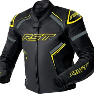 Veste RST S1 D3O cuir – noir/jaune fluo