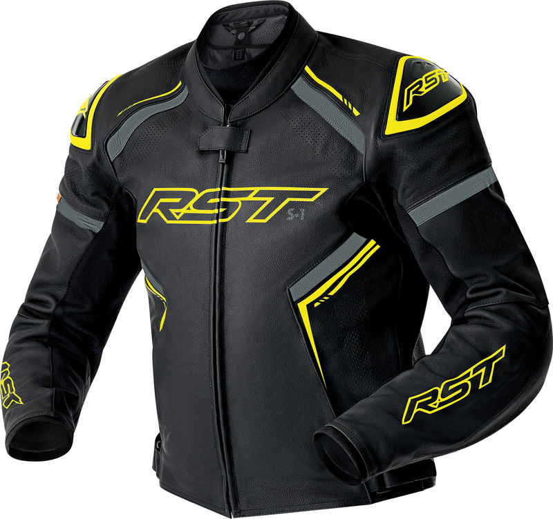 Veste RST S1 D3O cuir - noir/jaune fluo
