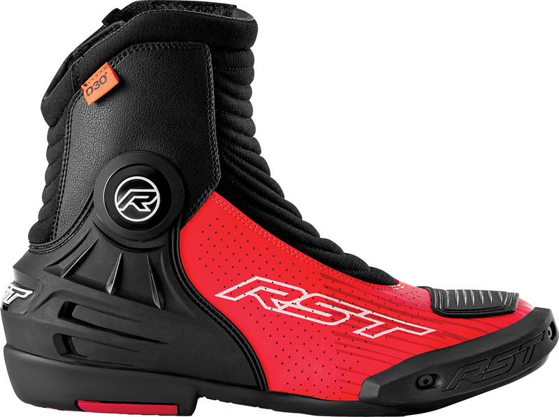 Bottes RST TracTech Evo D3O Short - noir/rouge fluo