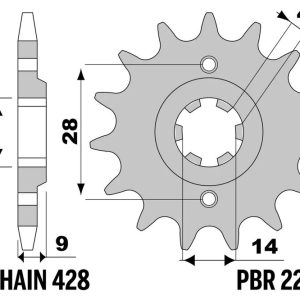 Pignon PBR acier standard – 428