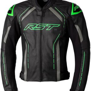 Veste RST S1 CE cuir – noir/gris/vert fluo
