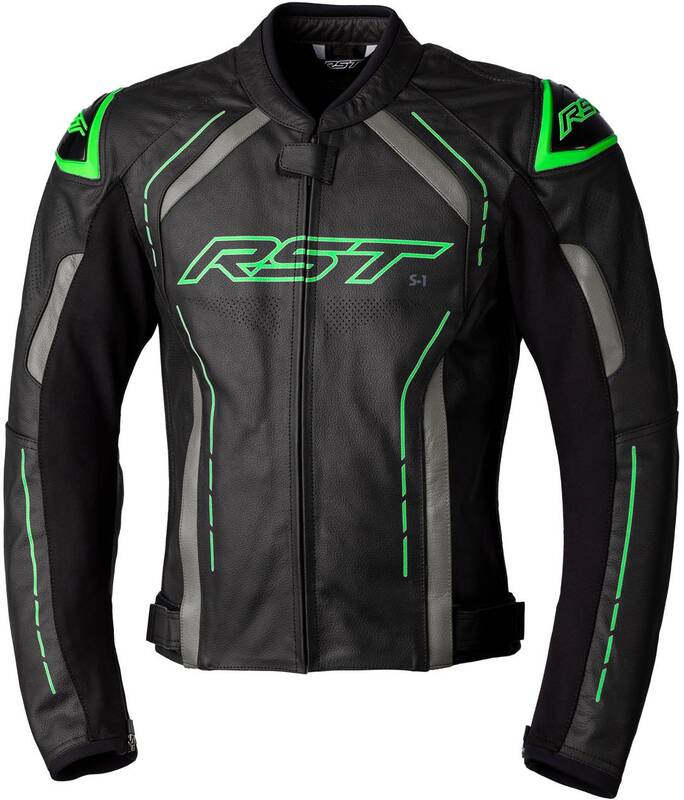 Veste RST S1 CE cuir - noir/gris/vert fluo