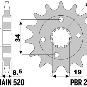 Pignon PBR acier standard – 520
