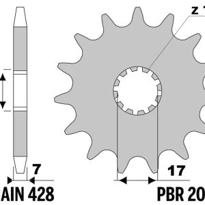 Pignon PBR acier standard – 428
