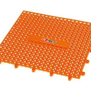 Tapis modulaire en caoutchouc RACETECH – 9 pièces (1 m²) – orange