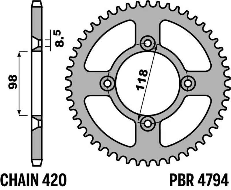 Couronne PBR alu standard - 420