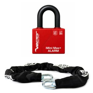 Kit VECTOR – Chaîne 1200 × 14 mm et cadenas avec alarme New Minimax+ Alarm