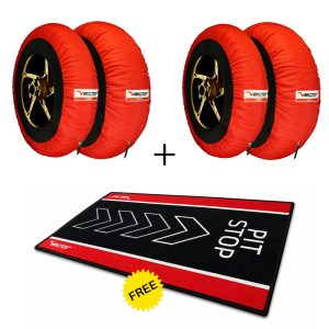 Kit VECTOR – 2 jeux de couvertures chauffantes Smart 120/190 (rouges) avec tapis de paddock Pit Stop offert