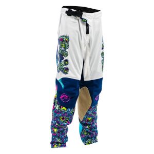 Pantalon enfant FLY RACING Kinetic Mesh Mutant – blanc/bleu/multi