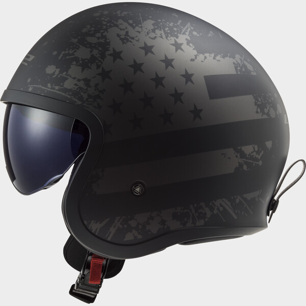 Casque LS2 OF599 SPITFIRE II MATT BLACK FLAG-06 – Image 2