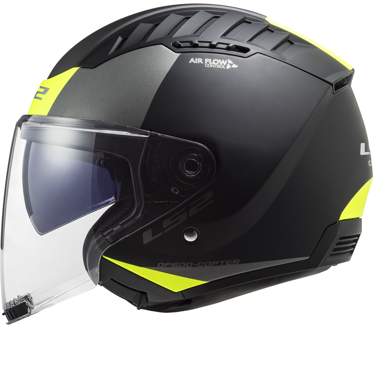 Casque LS2 OF600 COPTER II URBANE M.BLACK H-V YELLOW-06 – Image 2