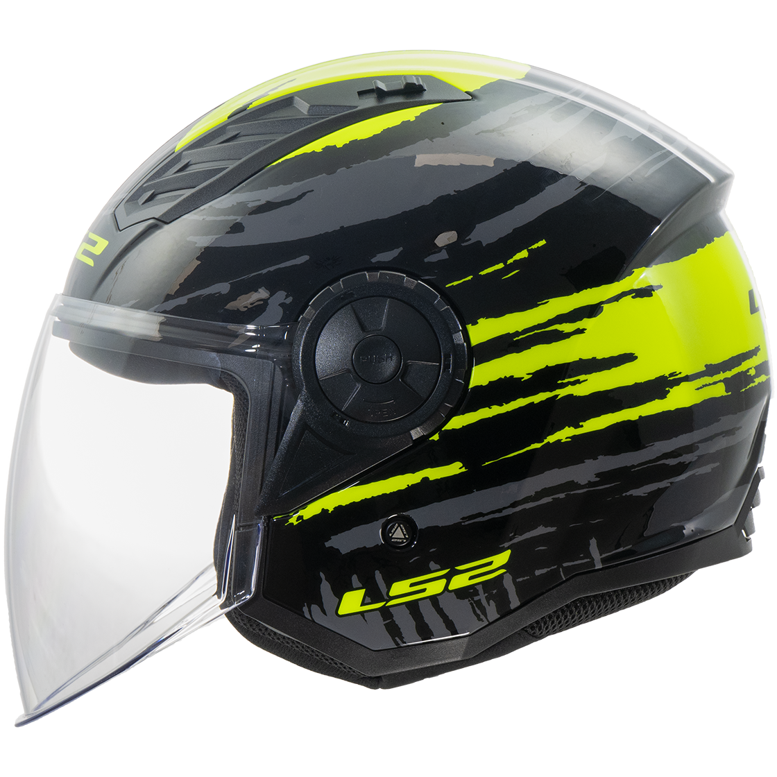 Casque LS2 OF616 AIRFLOW II BRUSH BLACK H-V YELLOW-06 – Image 2