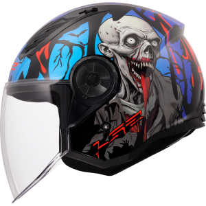 Casque LS2 OF616 AIRFLOW II ZOMBIE II BLACK RED BLUE-06