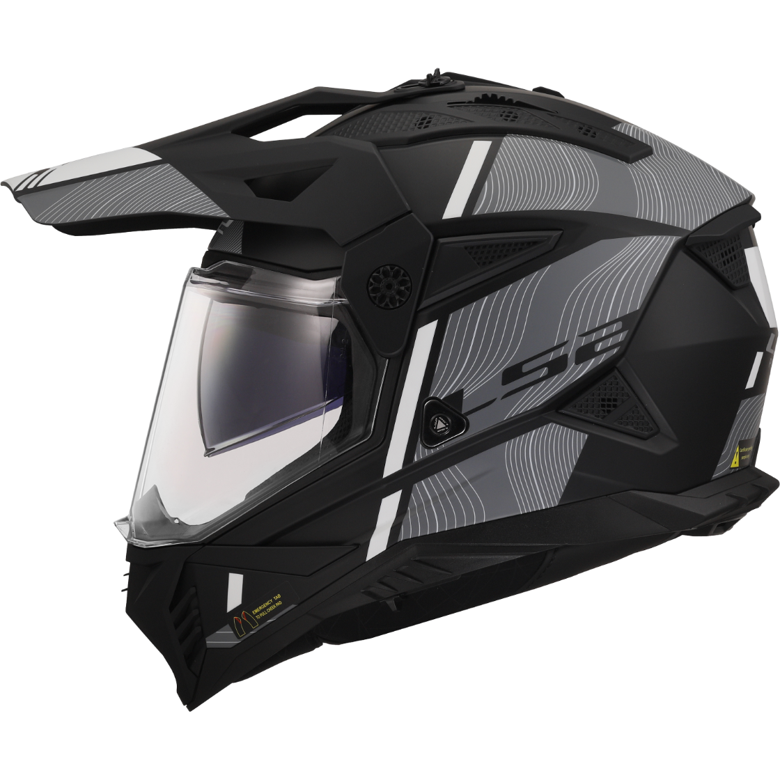 Casque LS2 MX702 PIONEER II HILL MATT BLACK WHITE-06 – Image 2