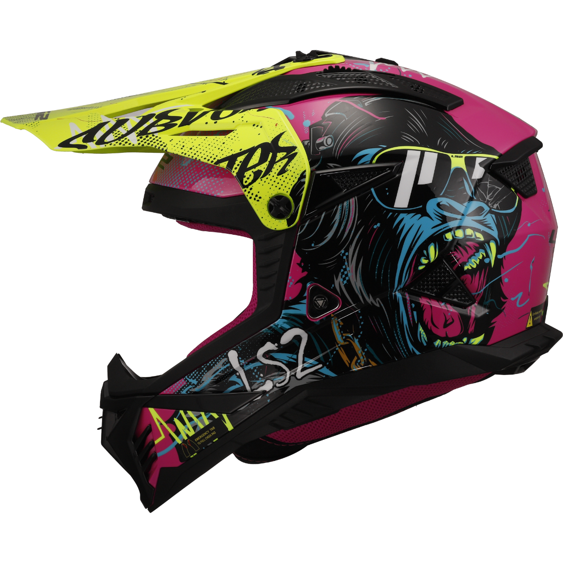 Casque LS2 MX708 FAST II GORILLA PURPLE H-V YELLOW-06 – Image 2