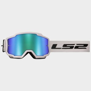 Masque LS2 CHARGER GOGGLE WHITE WITH H-V GREEN IRID.VISOR