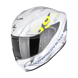 Casque Scorpion EXO-391 KEY Blanc-Argent-Jaune fluo