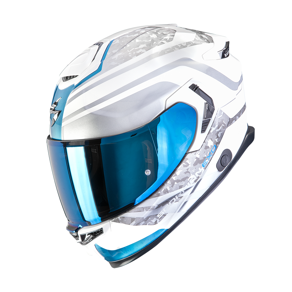 Casque Scorpion EXO-GT SP AIR CARBON ARTEN Blanc-Bleu