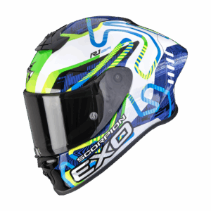 Casque Scorpion EXO-R1 EVO II AIR CORNERING Blanc-Bleu-Vert