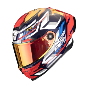 Casque Scorpion EXO-RACE AIR CARBON KOBRA Bleu-Jaune-Rouge
