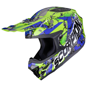 Casque Scorpion SMX-10 GASOLINE Vert-Bleu-Noir