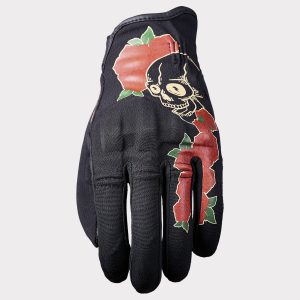 Gants Five FLOW Femme — SKULL & ROSES Noir / Rouge