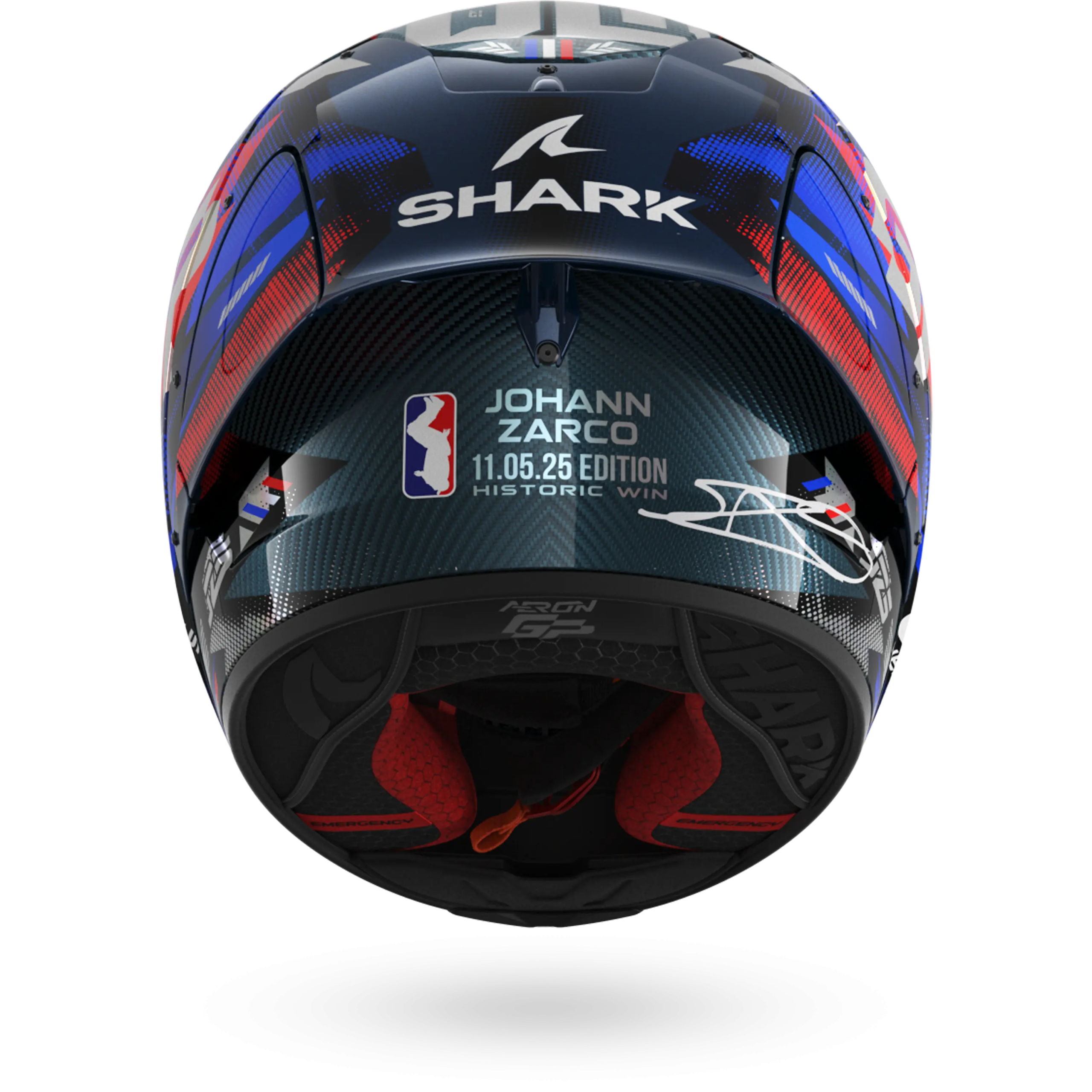 Casque Shark AERON-GP FIM RACING #1 REPLICA ZARCO VICTORY 2025 — Carbone Bleu Chrome – Image 8