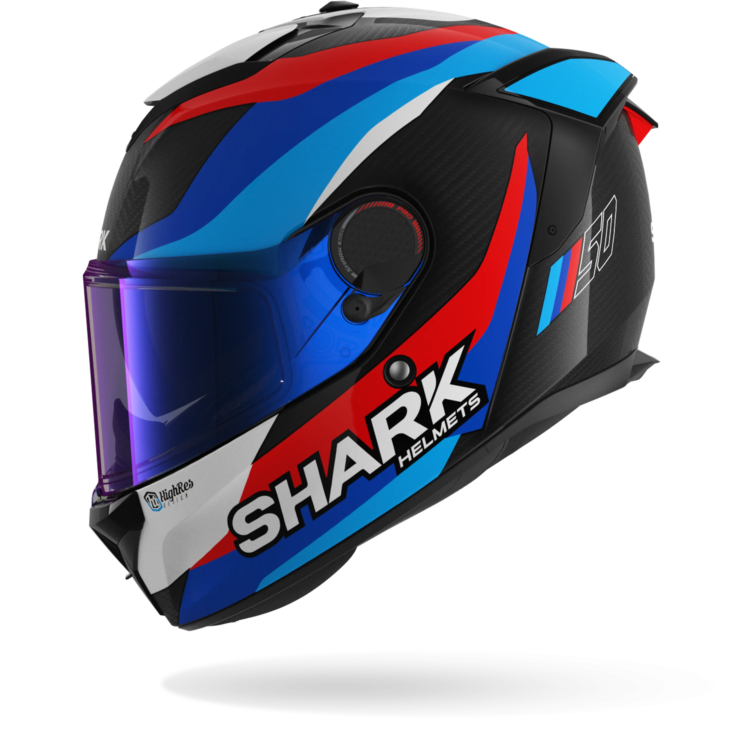 Casque Shark SPARTAN GT PRO CARBON GUINTOLI — Carbone Bleu Rouge – Image 4