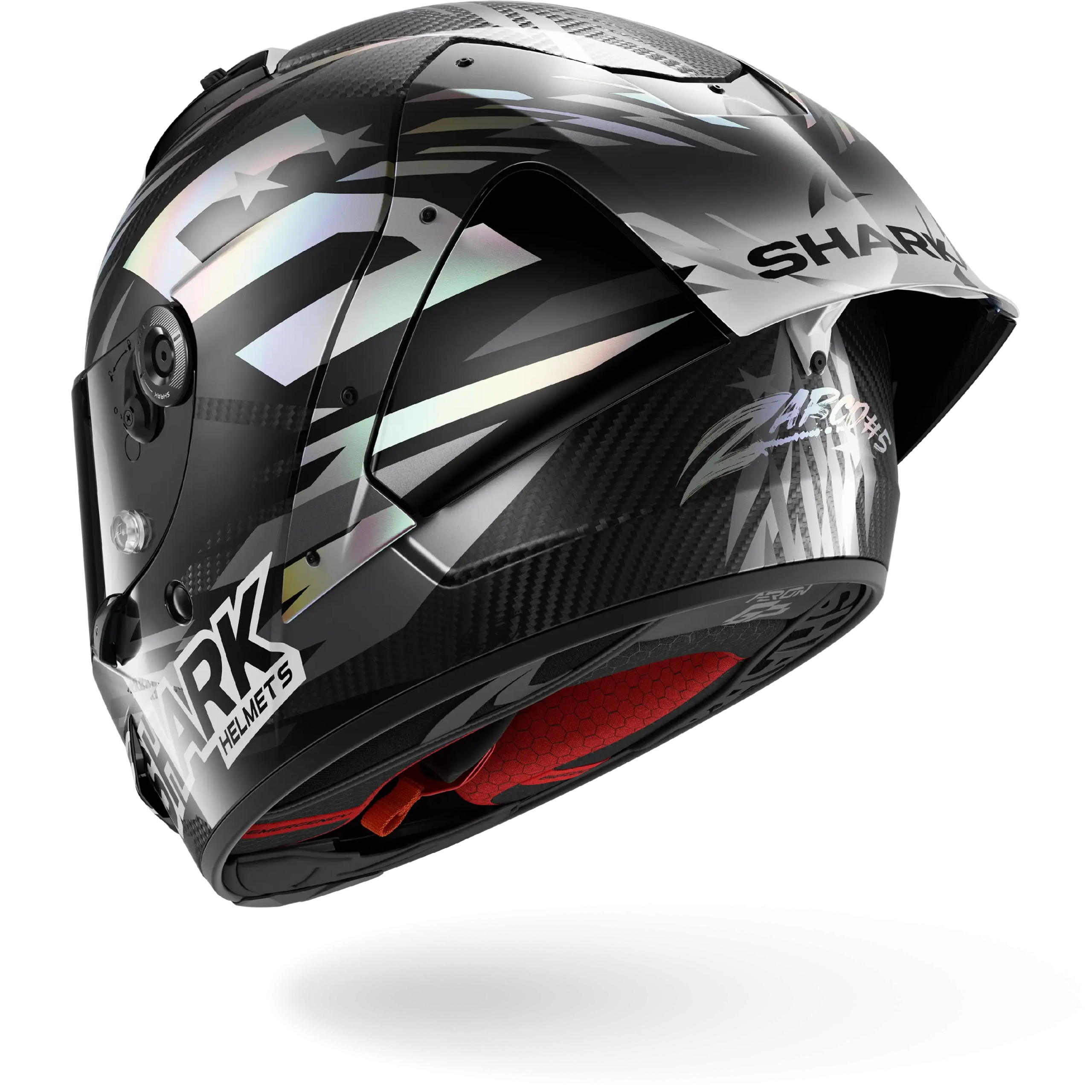 Casque Shark AERON-GP FIM RACING #2 REPLICA ZARCO WINTER TEST 2026 — Carbone Anthracite Chrome – Image 4