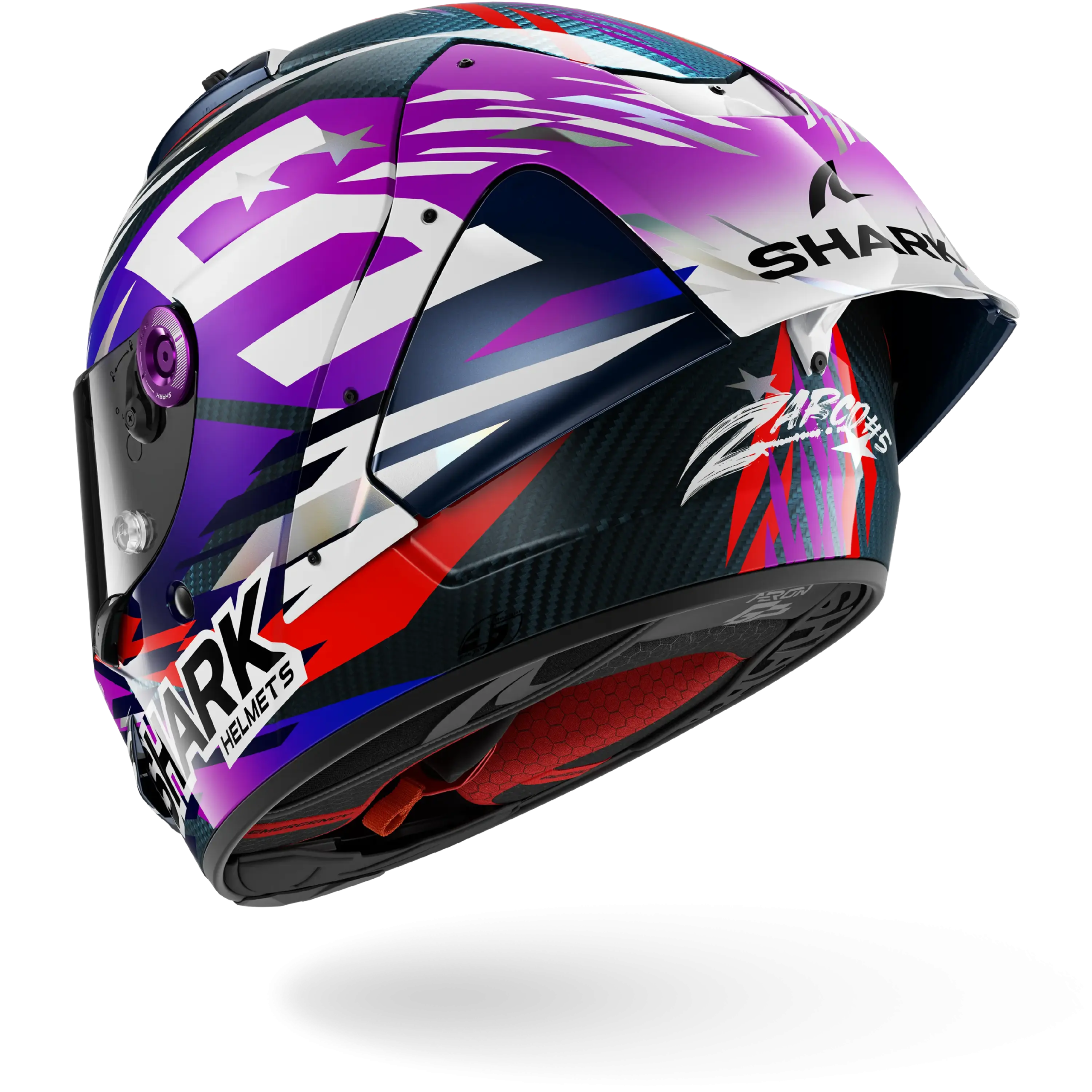 Casque Shark AERON-GP FIM RACING #2 REPLICA ZARCO SIGNATURE 2026 — Carbone Violet Chrome – Image 4