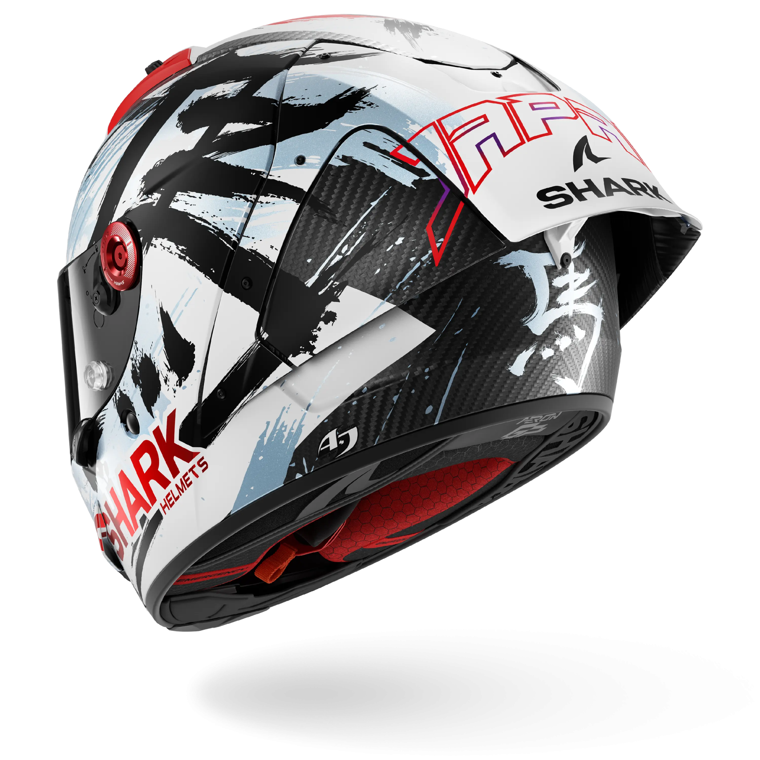Casque Shark AERON-GP FIM RACING #2 REPLICA ZARCO SUZUKA 2026 Mat — Carbone Blanc Noir – Image 4