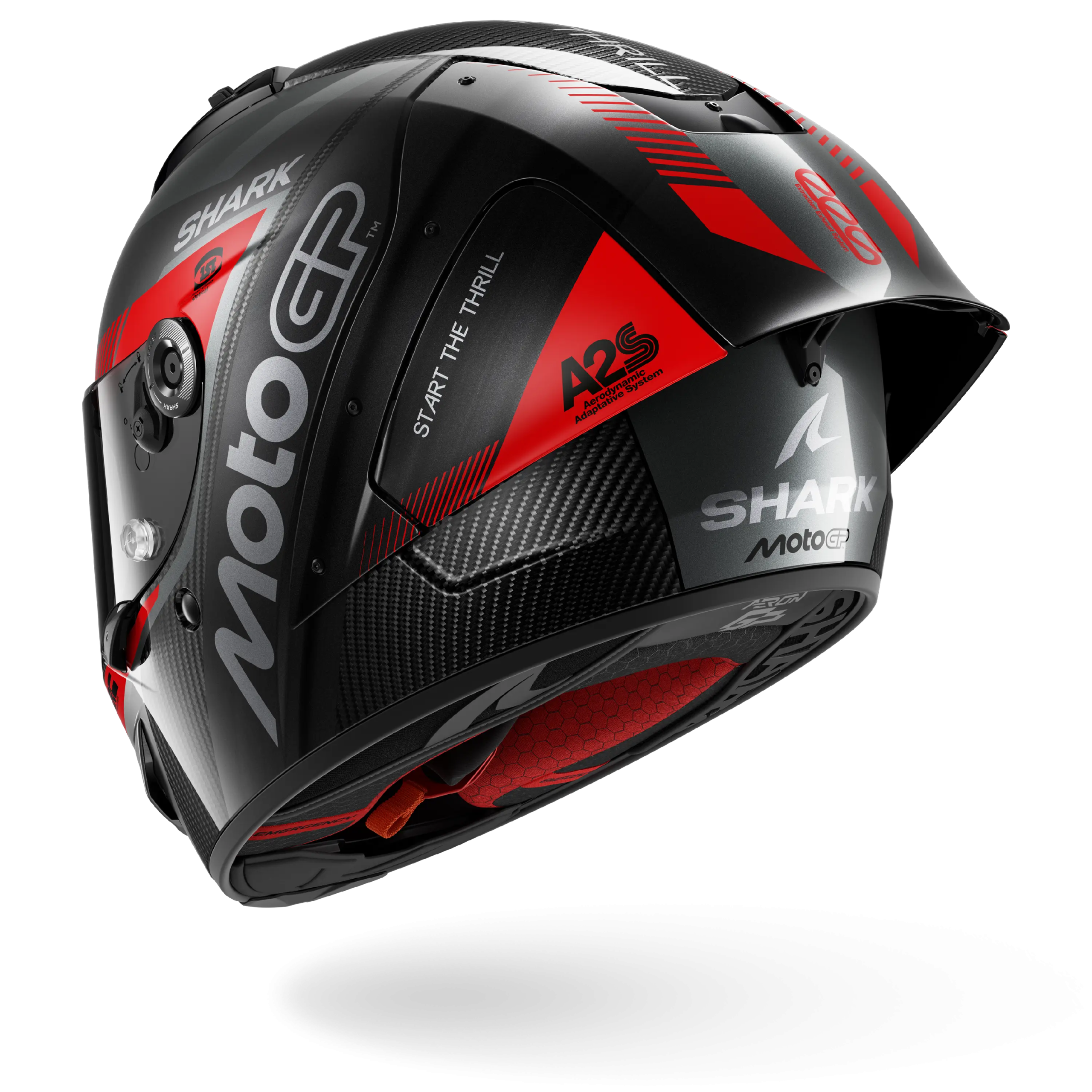 Casque Shark AERON-GP FIM RACING #2 MOTOGP — Carbone Anthracite Rouge – Image 4