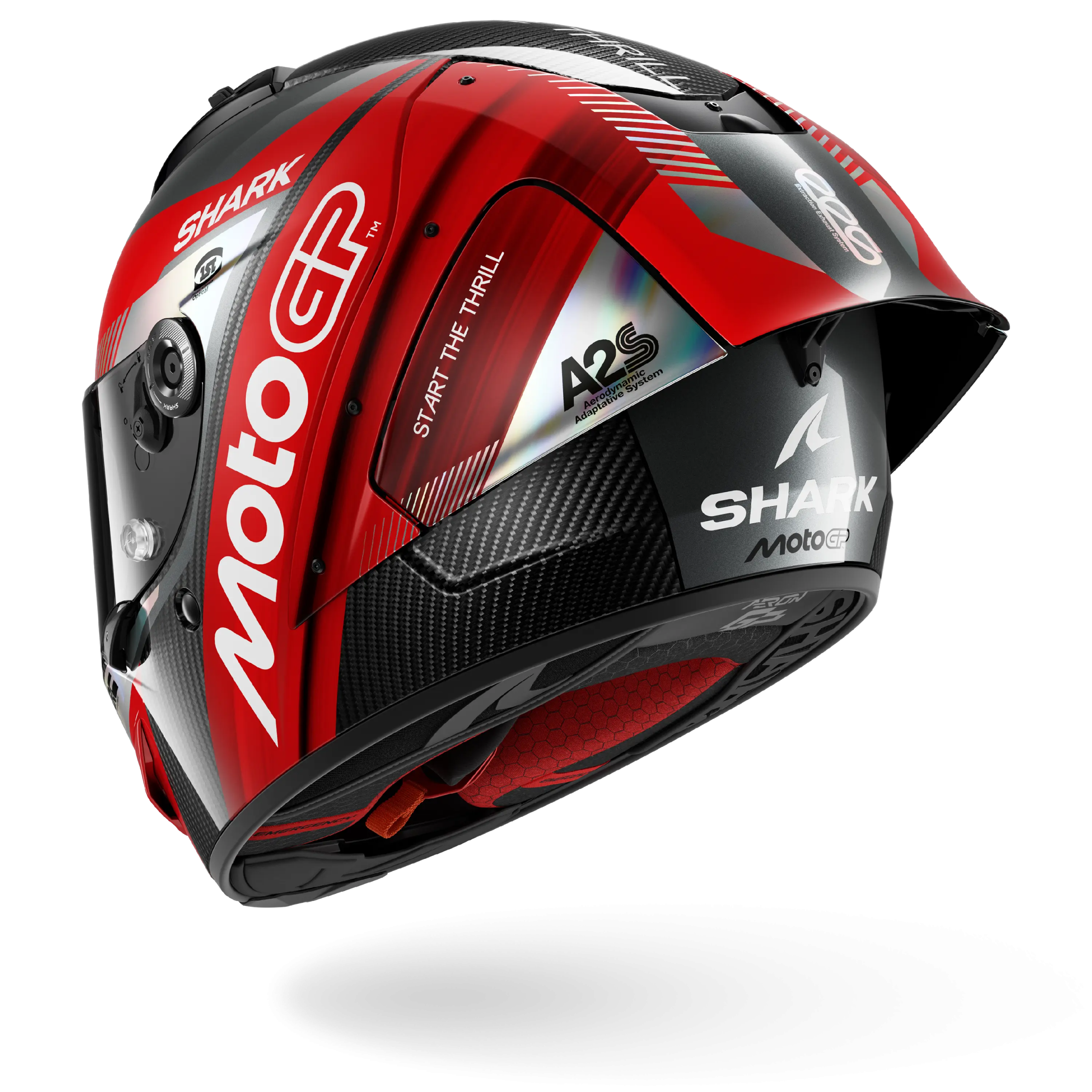 Casque Shark AERON-GP FIM RACING #2 MOTOGP — Carbone Rouge Chrome – Image 4