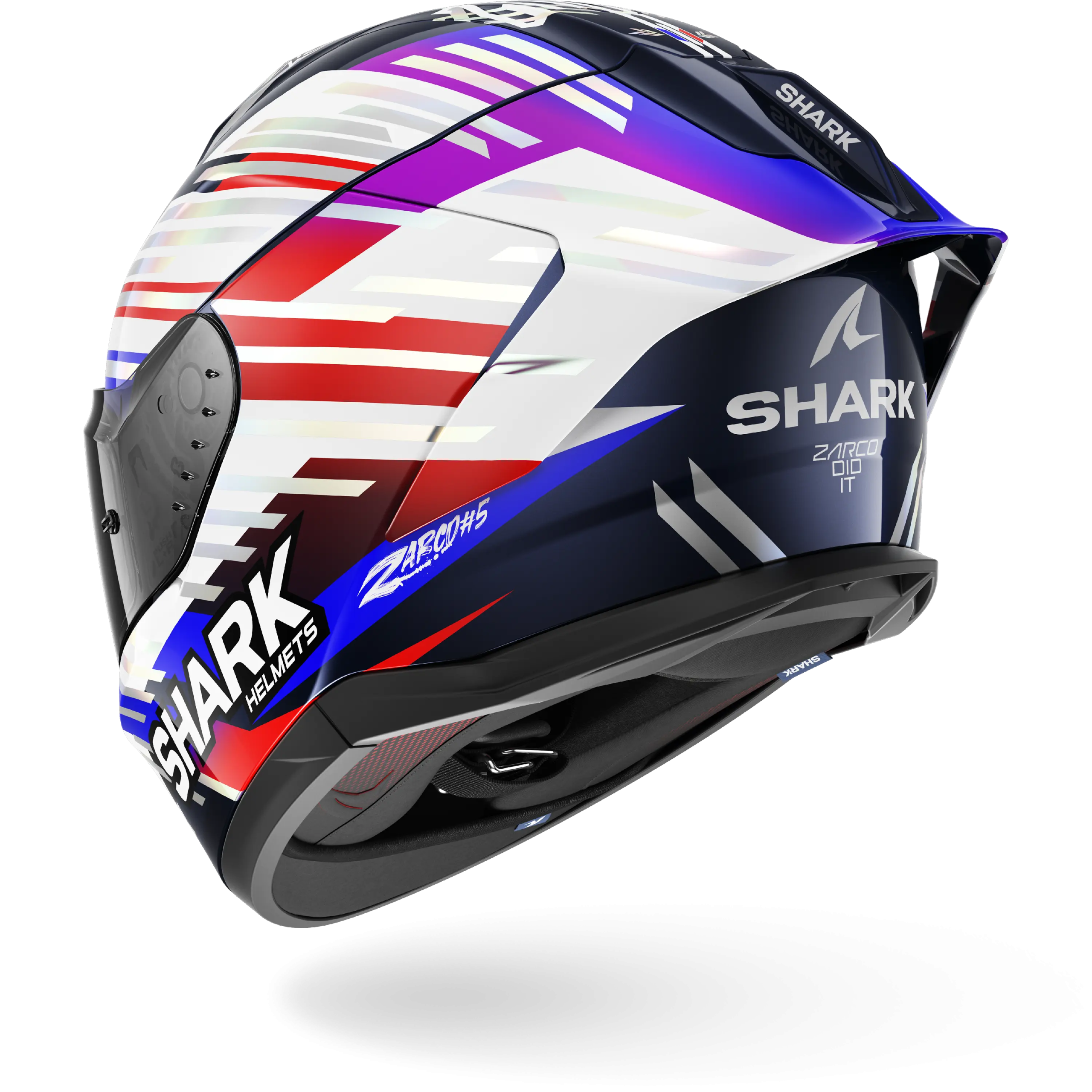 Casque Shark SKWAL CUP REPLICA ZARCO GP DE FRANCE 2026 — Bleu Chrome Rouge – Image 2