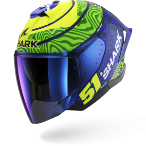 Casque Shark SKWAL JET CUP REPLICA GRANADO Mat — Bleu Vert Jaune
