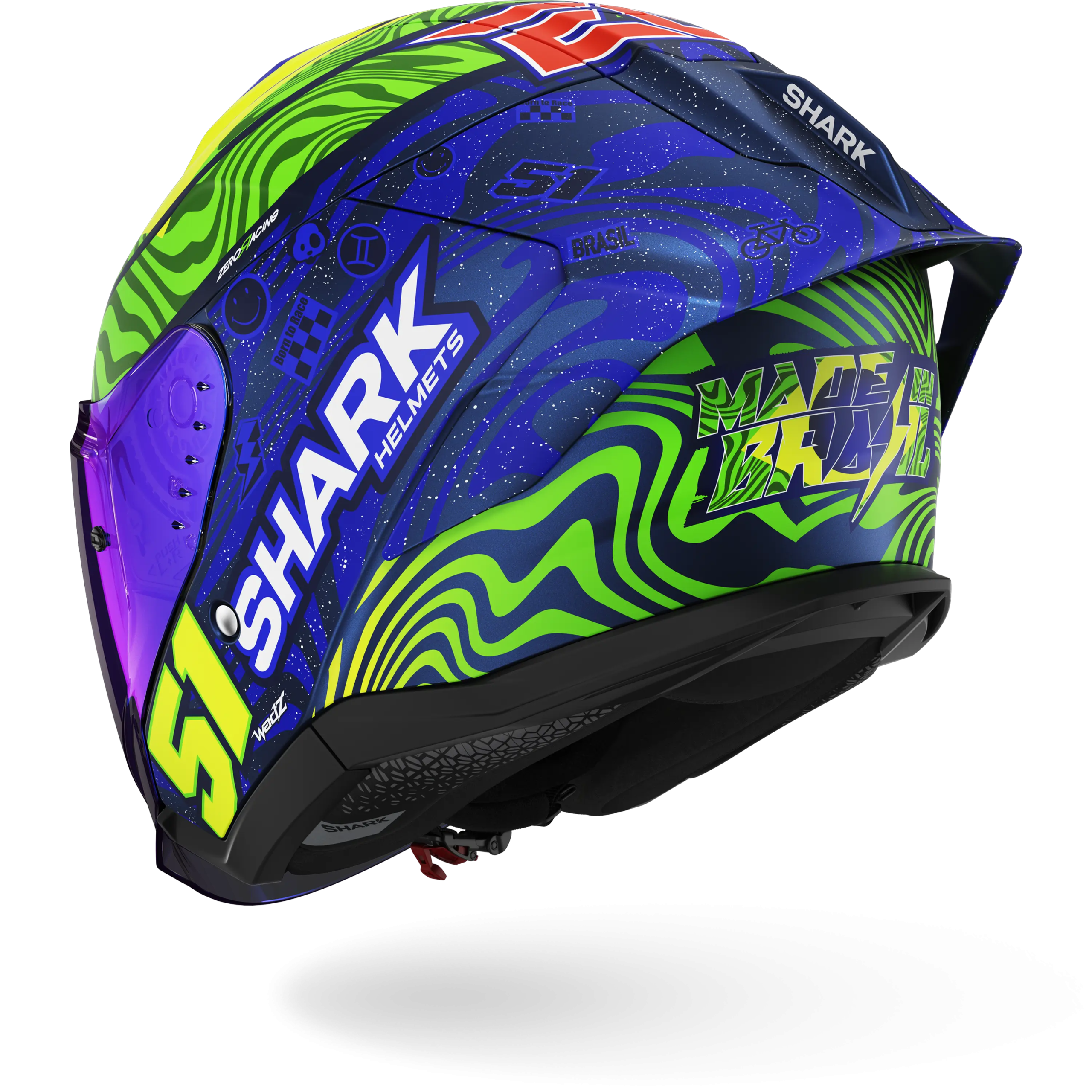 Casque Shark SKWAL JET CUP REPLICA GRANADO Mat — Bleu Vert Jaune – Image 2