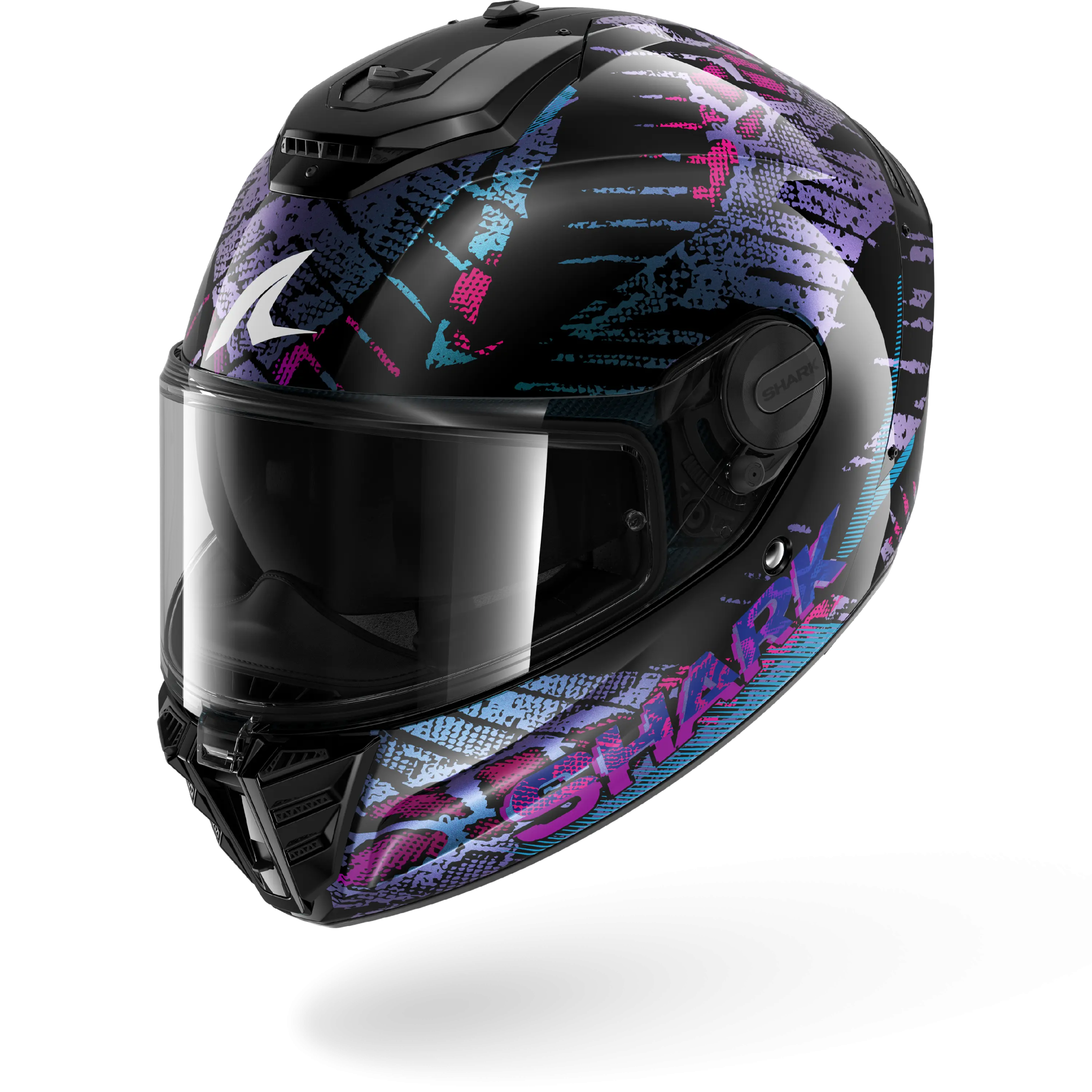Casque Shark SPARTAN RS REPTAIA — Noir Bleu Pailleté
