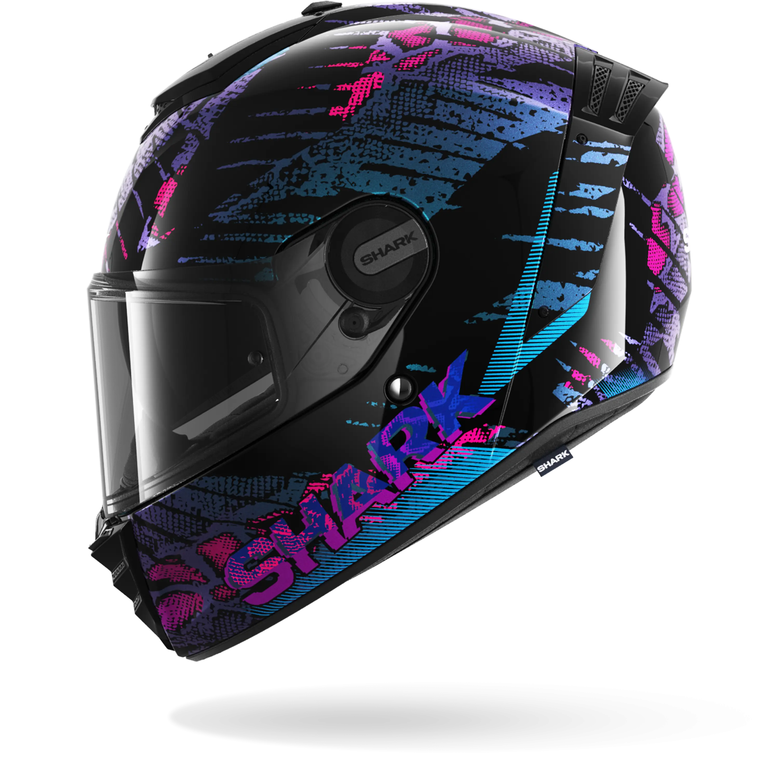 Casque Shark SPARTAN RS REPTAIA — Noir Bleu Pailleté – Image 4
