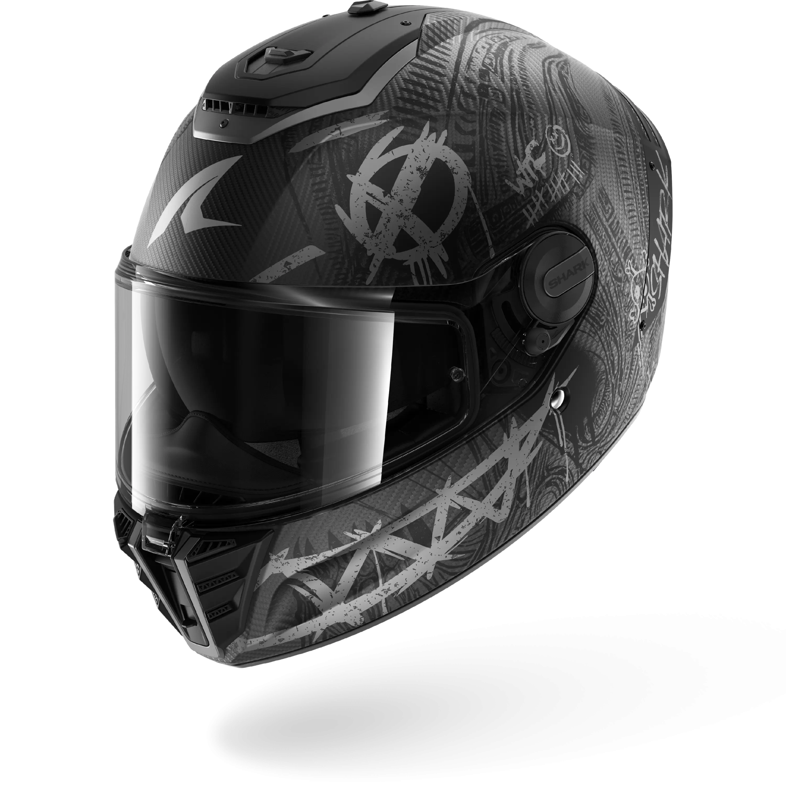 Casque Shark SPARTAN RS CARBON SHIEVER Mat — Carbone Anthracite Argent