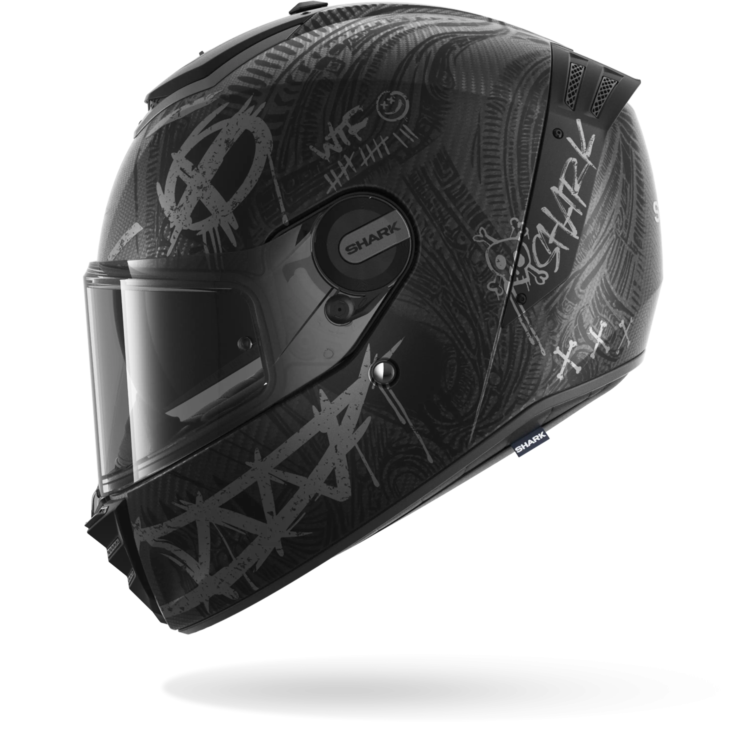 Casque Shark SPARTAN RS CARBON SHIEVER Mat — Carbone Anthracite Argent – Image 4