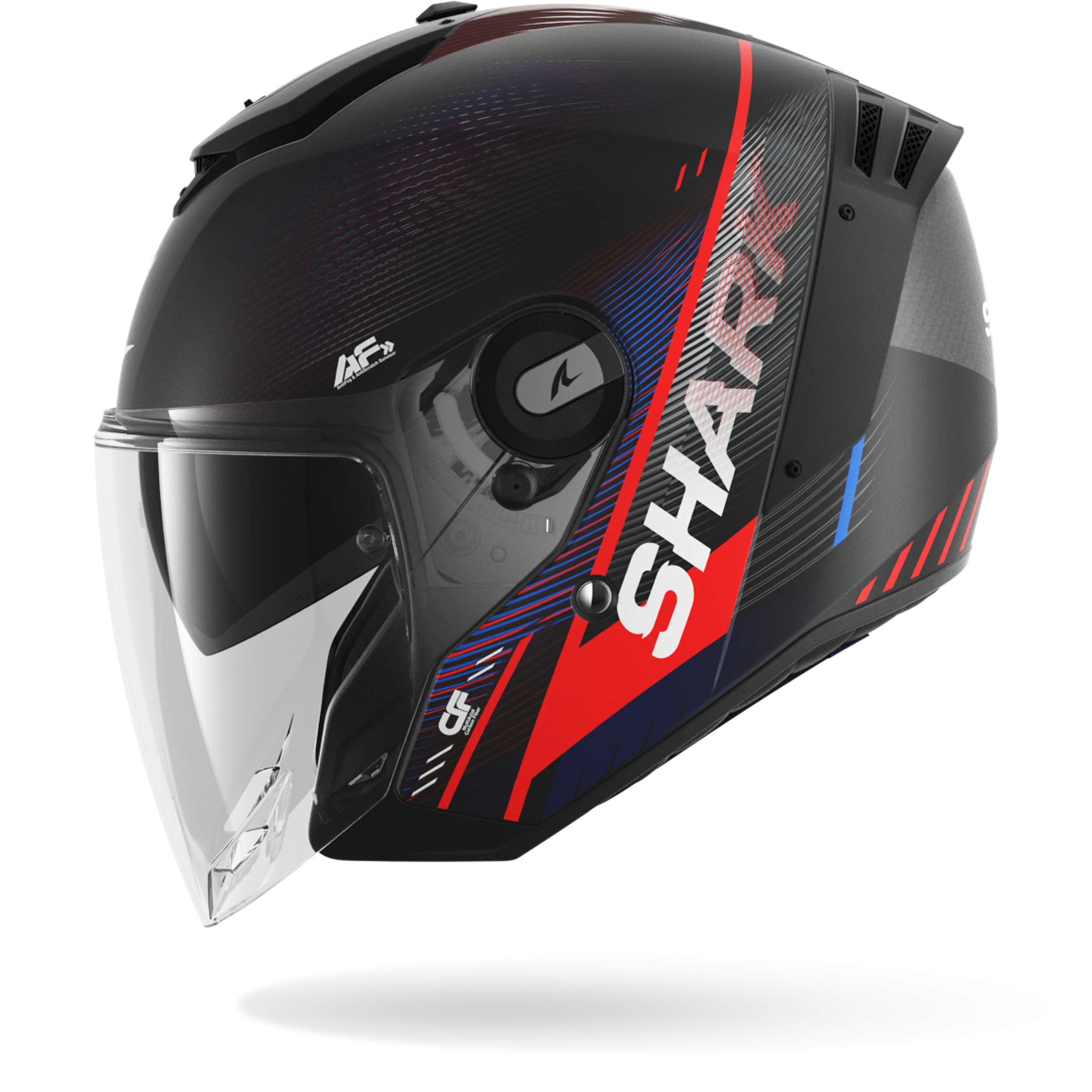 Casque Shark RS JET CARBON SPEED-TECH Mat — Carbone Bleu Rouge – Image 4