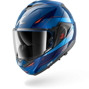 Casque Shark OXO MEKARIUM — Bleu Chrome Orange