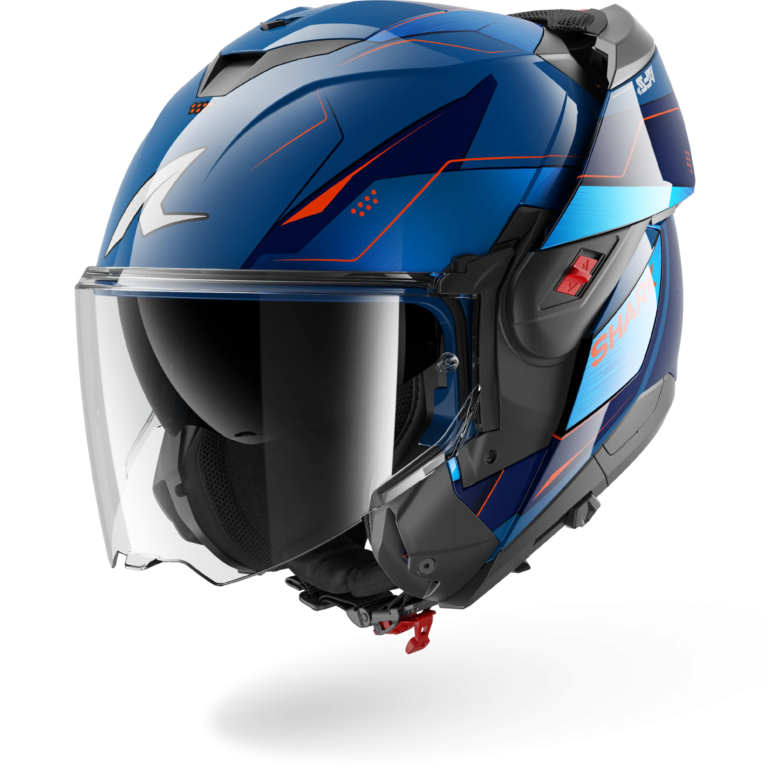 Casque Shark OXO MEKARIUM — Bleu Chrome Orange – Image 4