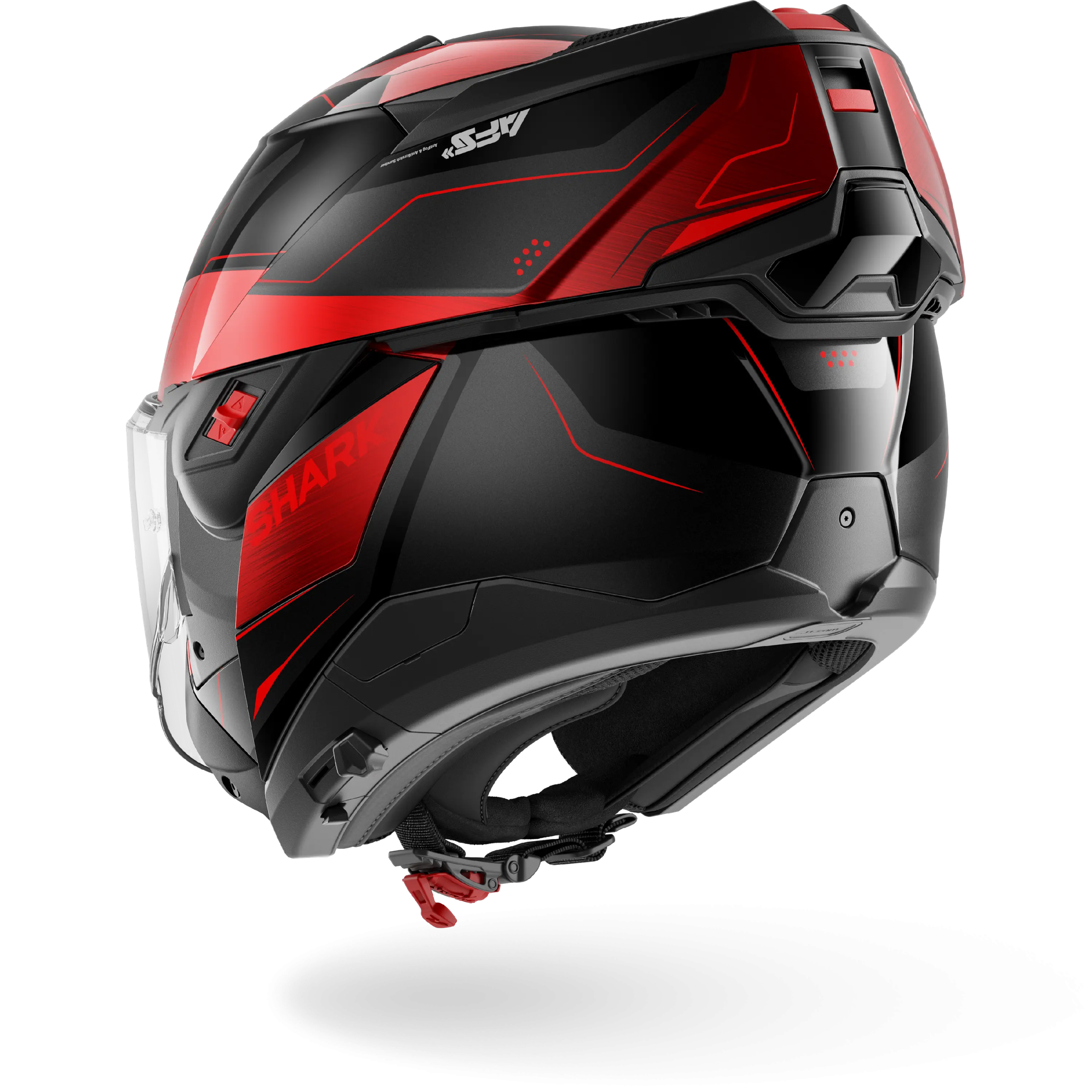 Casque Shark OXO MEKARIUM — Noir Chrome Rouge – Image 5