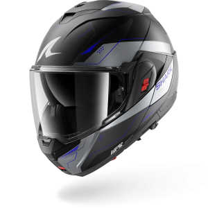 Casque Shark OXO MEKARIUM Mat — Noir Chrome Bleu