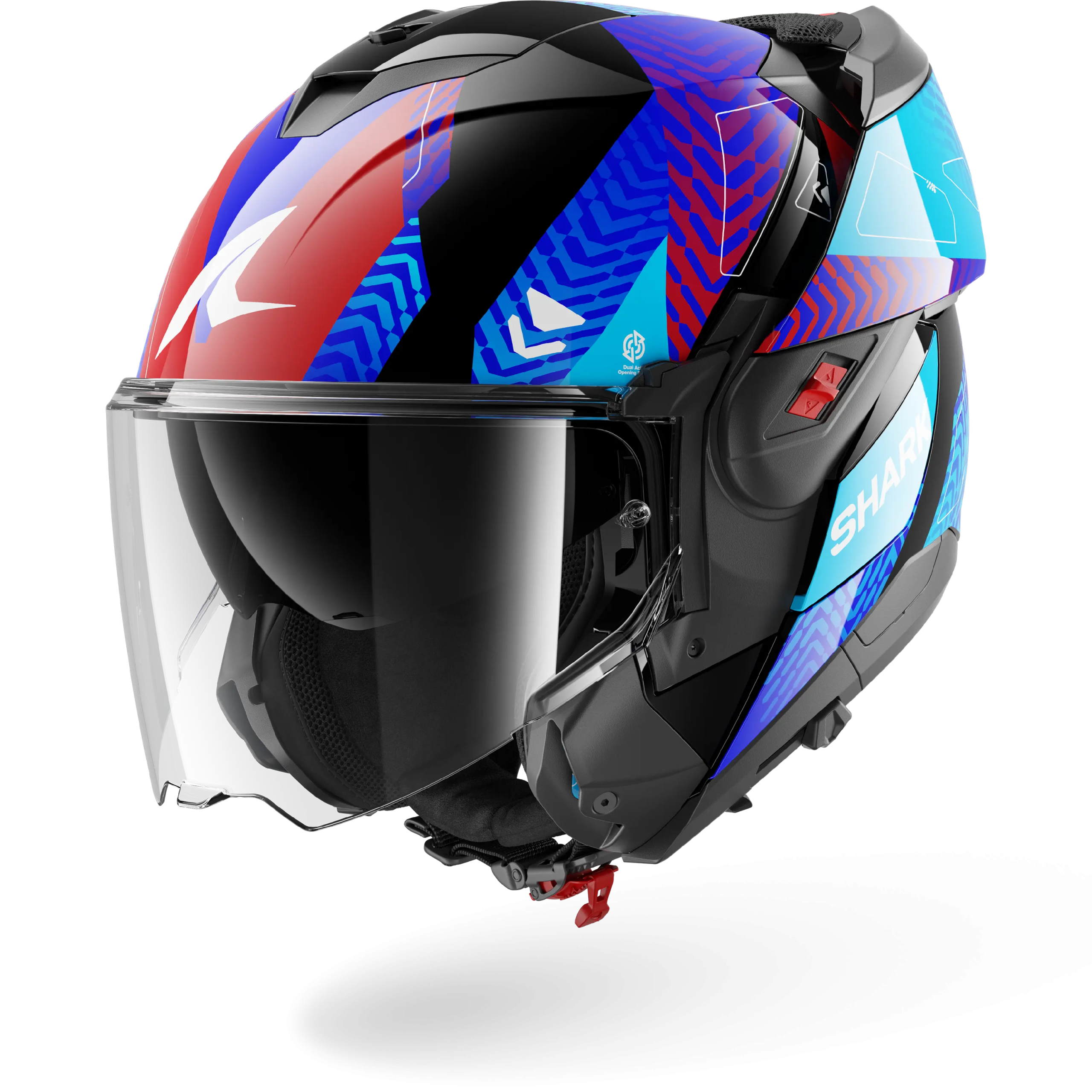 Casque Shark OXO READY — Noir Bleu Rouge – Image 4